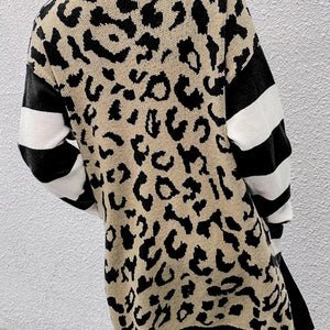 Leopard Open Front Long Sleeve Cardigan