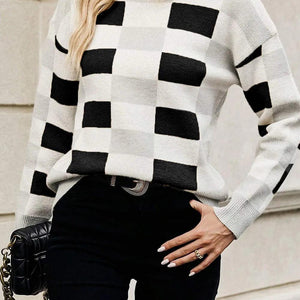 Color Block Round Neck Sweater