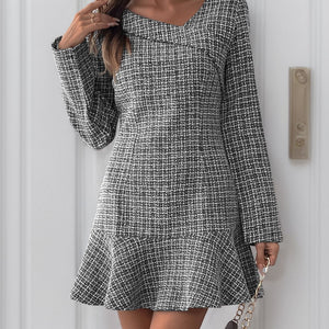 Perfee Asymmetric Long Sleeve Mini Dress