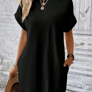 Round Neck Short Sleeve Mini Dress