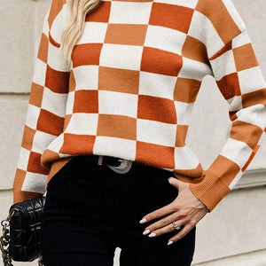 Color Block Round Neck Sweater