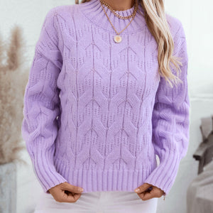 Cable Knit Mock Neck Long Sleeve Sweater