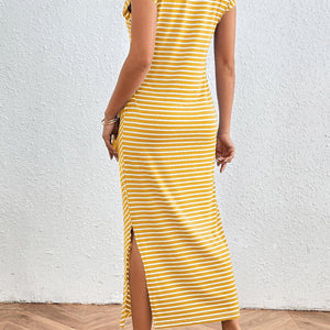 Honey Tied Striped Round Neck Short Sleeve Tee Dress