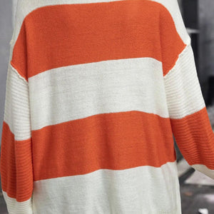 Color Block Dropped Shoulder V-Neck Sweater