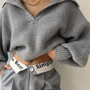 Johnny Collar Long Sleeve Sweater