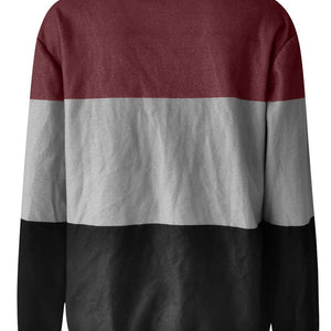 Full Size Color Block Quarter Zip Long Sleeve Sweatshirt