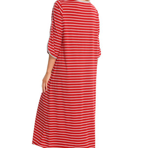 Round Neck Three-Quarter Sleeve Midi Night Dress