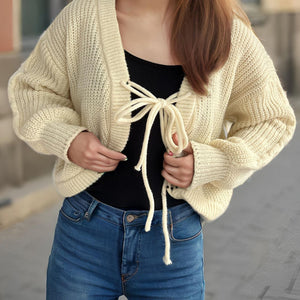 Tied Dropped Shoulder Long Sleeve Cardigan