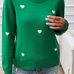 Devine Lace Detail Heart Long Sleeve Sweater