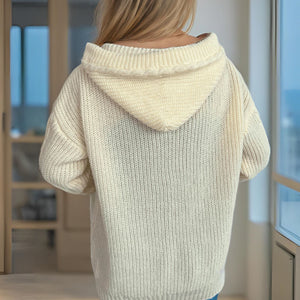 Cable-Knit Long Sleeve Hooded Cardigan