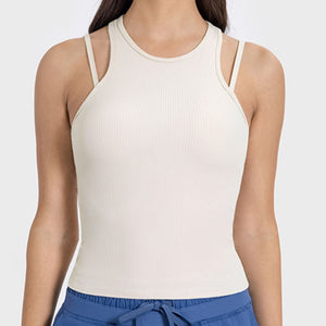 Millennia Cutout Round Neck Racerback Active Tank