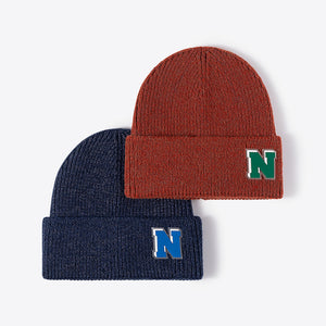 Letter N Patch Cuffed Knit Beanie