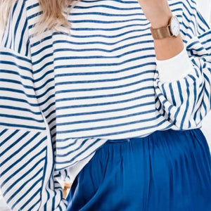 Striped Dropped Shoulder Long Sleeve Sweatshirt