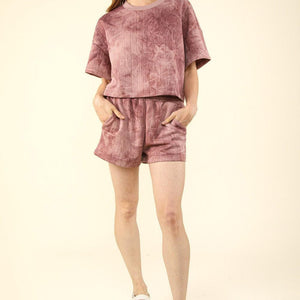 VERY J Quilted Washed Crop Top and Shorts Set