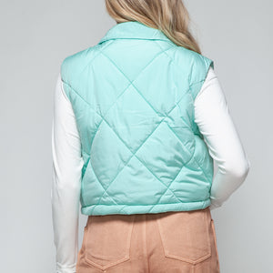 Snobbish Snap Down Quilted Crop Vest