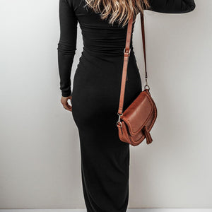 Square Neck Long Sleeve Maxi Dress