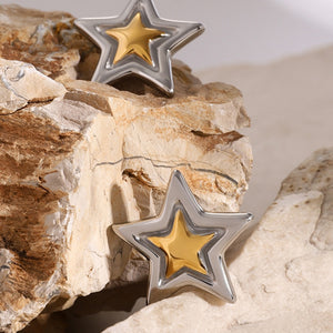 Stainless Steel Star Stud Earrings