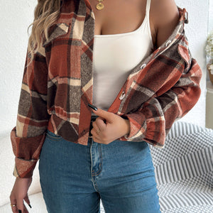 Plaid Button Up Long Sleeve Jacket