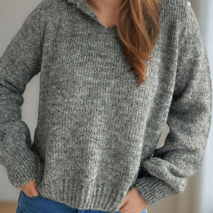 Collared Neck Long Sleeve Sweater