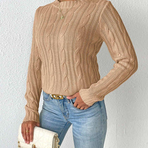 Cable-Knit Round Neck Sweater