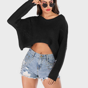 Perfee V-Neck Long Sleeve Sweater