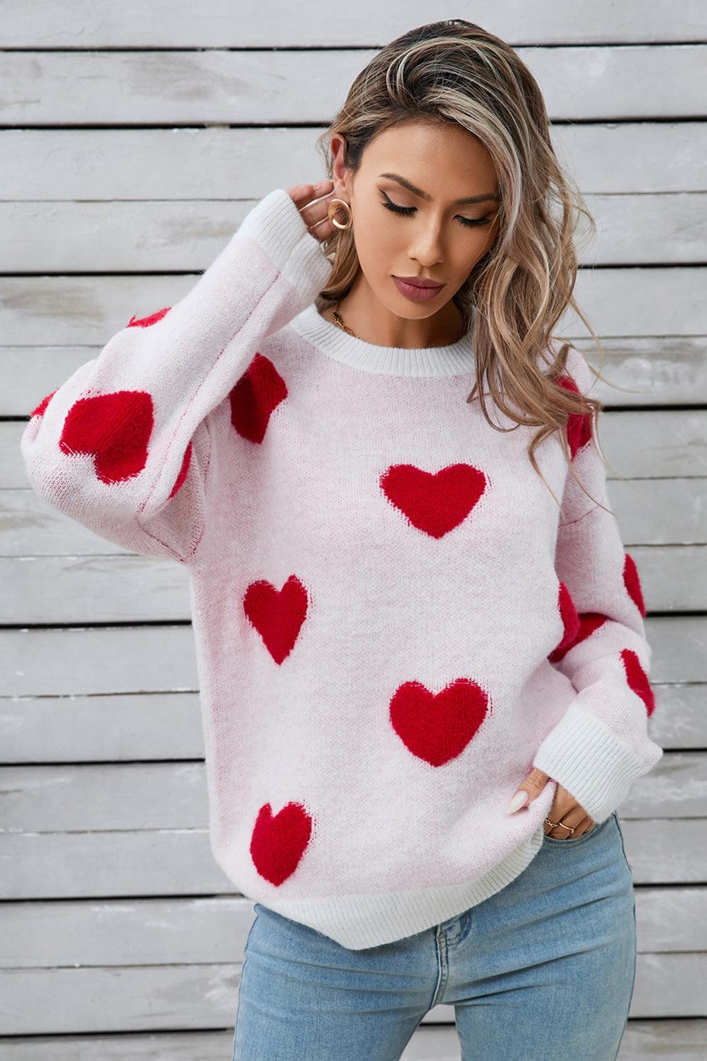 Angel Wings Heart Round Neck Long Sleeve Sweater