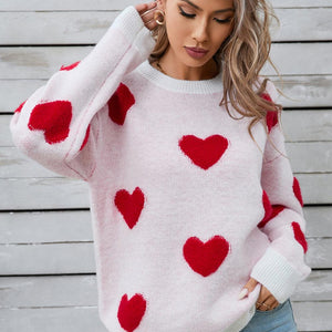 Angel Wings Heart Round Neck Long Sleeve Sweater