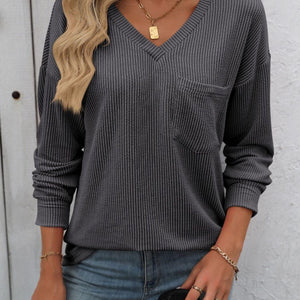 Mandy V-Neck Long Sleeve T-Shirt