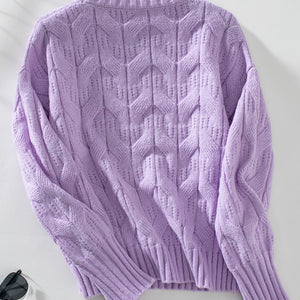 Cable Knit Mock Neck Long Sleeve Sweater