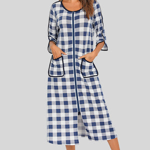 Round Neck Three-Quarter Sleeve Midi Night Dress