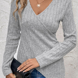 Perfee Surplice Long Sleeve T-Shirt