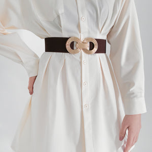 Geometric Buckle Elastic Wide Belt