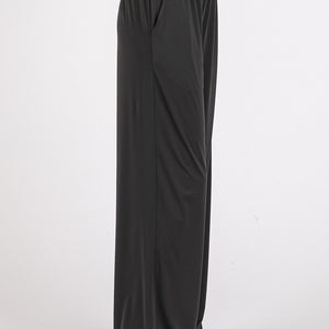 Mittoshop Stretch Banded Waist Wide Leg Pants with Pockets