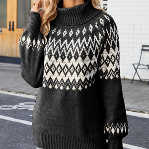 Turtleneck Lantern Sleeve Sweater