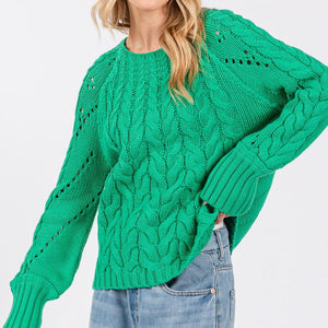 SAGE + FIG Cable-Knit Long Sleeve Sweater