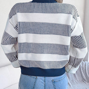 Striped Turtleneck Long Sleeve Sweater