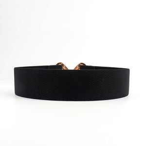 Geometric Buckle Elastic Wide Belt