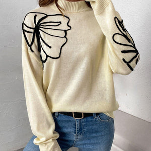 Perfee Mock Neck Dropped Shoulder Long Sleeve Sweater