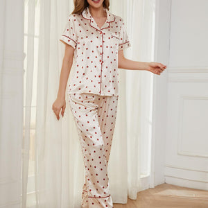 Contrast Piping Pocketed Top and Pants Lounge Set