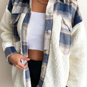 Fuzzy Button Up Long Sleeve Jacket