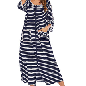 Round Neck Three-Quarter Sleeve Midi Night Dress