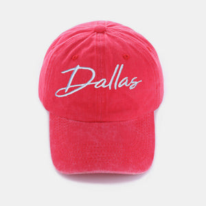 Zenana Washed DALLAS Embroidered Baseball Cap