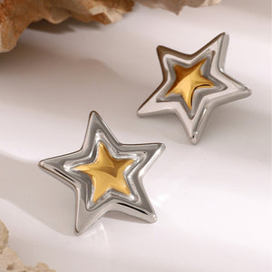 Stainless Steel Star Stud Earrings