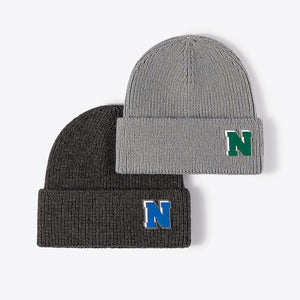 Letter N Patch Cuffed Knit Beanie