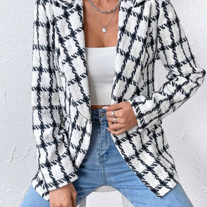 Lapel Collar Long Sleeve Blazer with Pockets