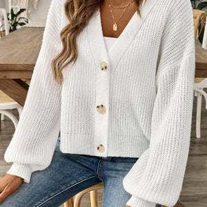 V-Neck Button Up Long Sleeve Cardigan