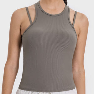 Millennia Cutout Round Neck Racerback Active Tank