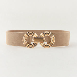 Geometric Buckle Elastic Wide Belt