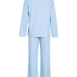 Collared Neck Long Sleeve Top and Drawstring Pants Set