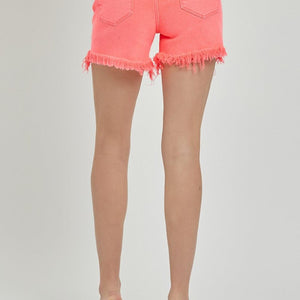 RISEN Raw Hem Asymmetrical Waist Denim Shorts